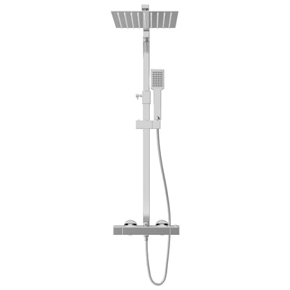 vidaXL Dual Head Shower Set with Thermostat Stainless Steel