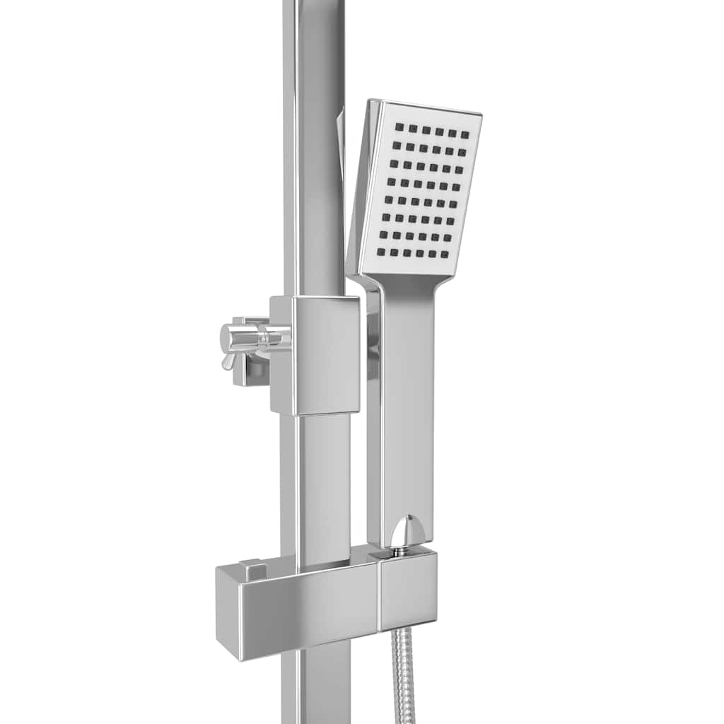 vidaXL Dual Head Shower Set with Thermostat Stainless Steel