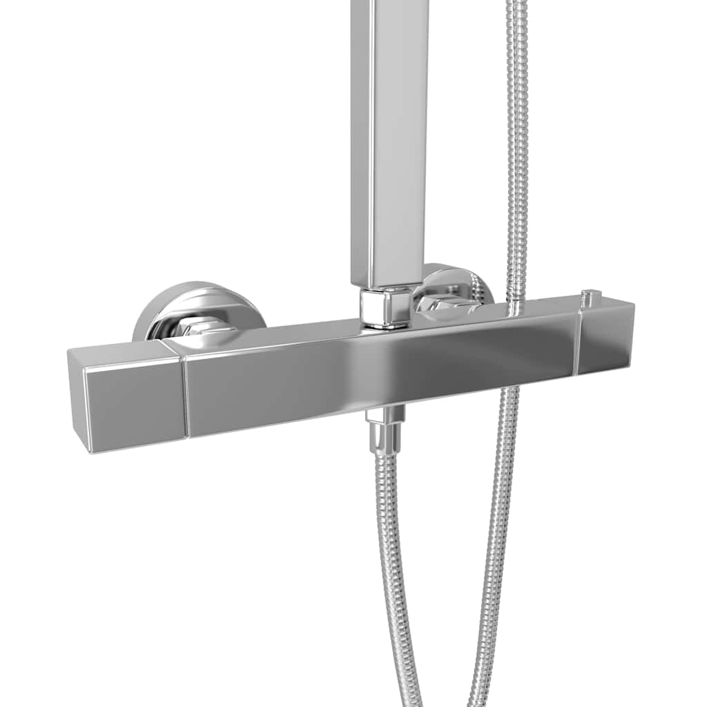 vidaXL Dual Head Shower Set with Thermostat Stainless Steel