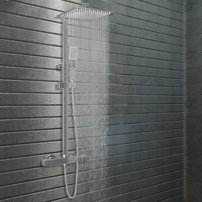 vidaXL Dual Head Shower Set with Thermostat Stainless Steel