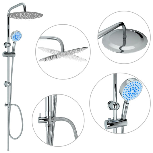 vidaXL Dual Head Shower Set with Hand Shower Stainless Steel