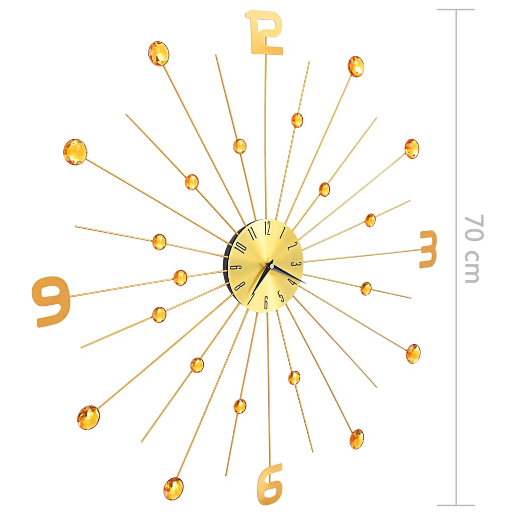 vidaXL Wall Clock Metal 70 cm Golden