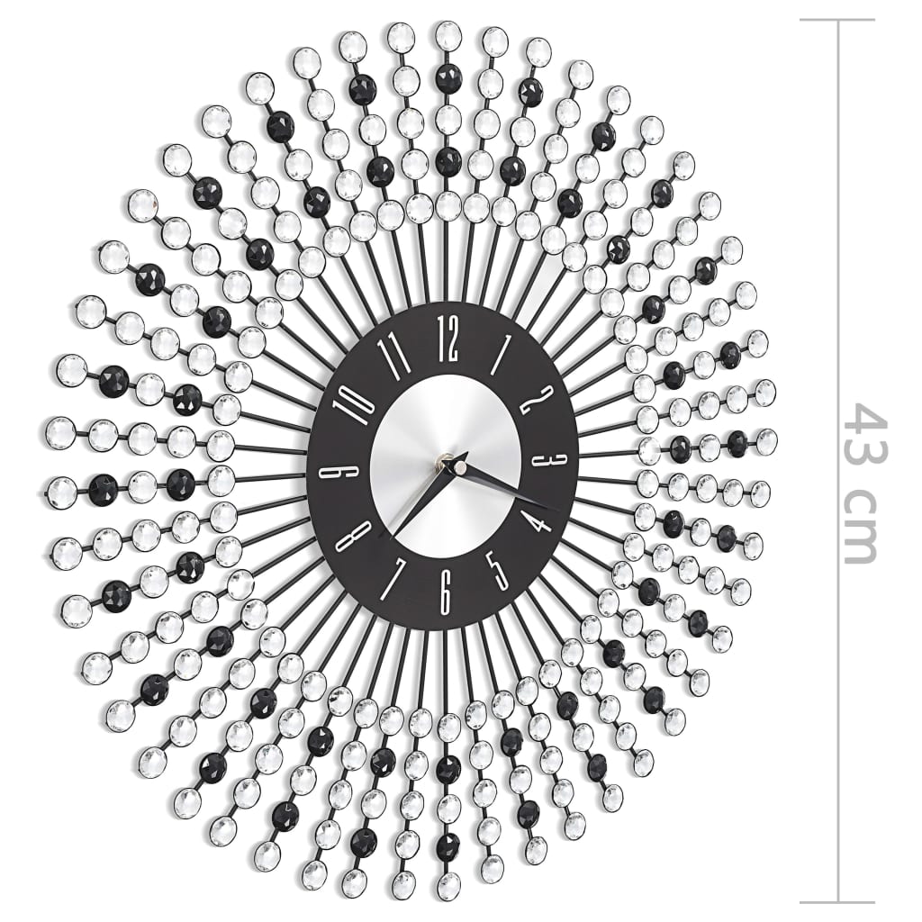 vidaXL Wall Clock Metal 43 cm Black