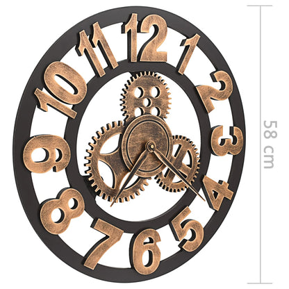 283861 vidaXL Wall Clock Metal 58 cm Golden and Black
