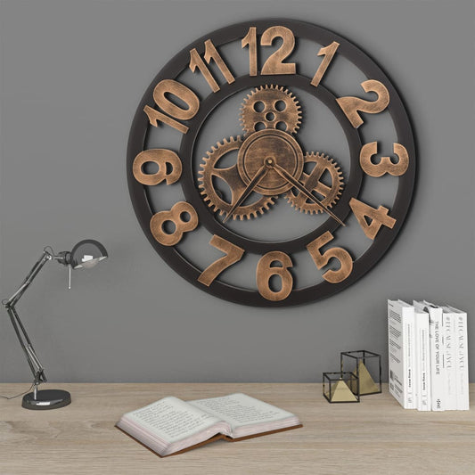 283861 vidaXL Wall Clock Metal 58 cm Golden and Black