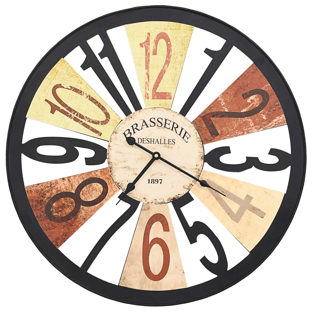 vidaXL Wall Clock | Multicolour | Metal, Paper | 60 cm Diameter
