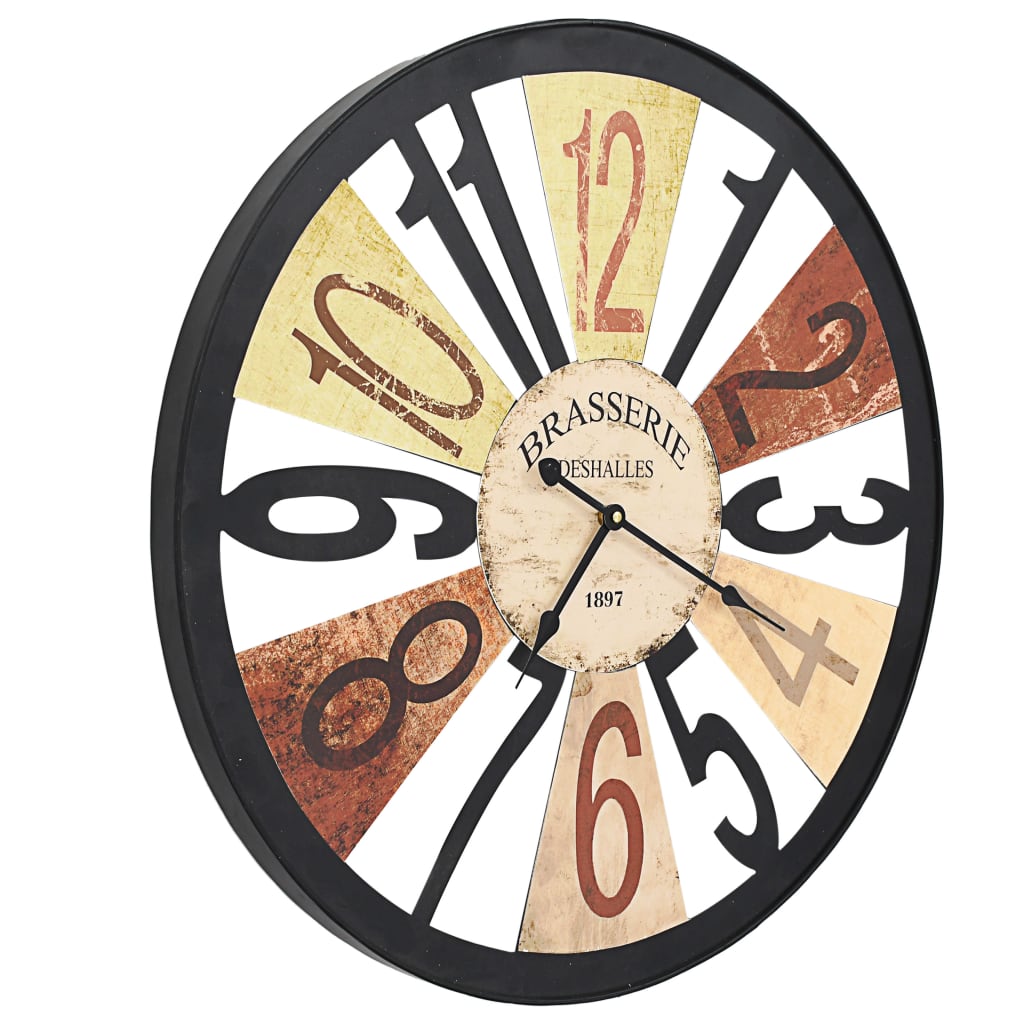 vidaXL Wall Clock | Multicolour | Metal, Paper | 60 cm Diameter