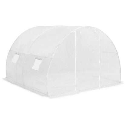 vidaXL Greenhouse | White | Polyethylene mesh fabric and galvanised steel | 9m²