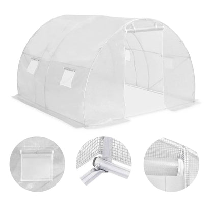 vidaXL Greenhouse | White | Polyethylene mesh fabric and galvanised steel | 9m²