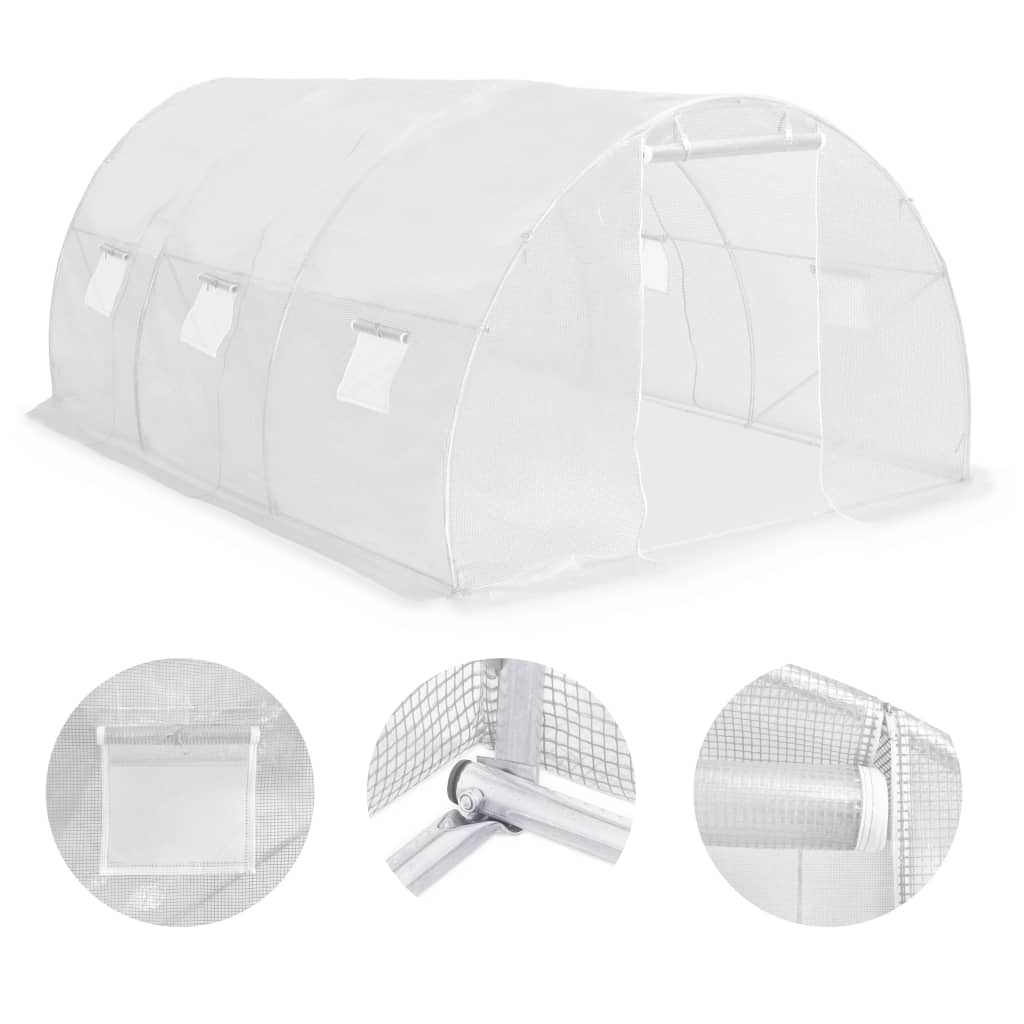 vidaXL Greenhouse | White | PE mesh fabric, galvanised steel | 13.5m²