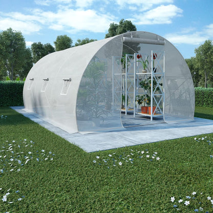 vidaXL Greenhouse | White | PE mesh fabric, galvanised steel | 13.5m²