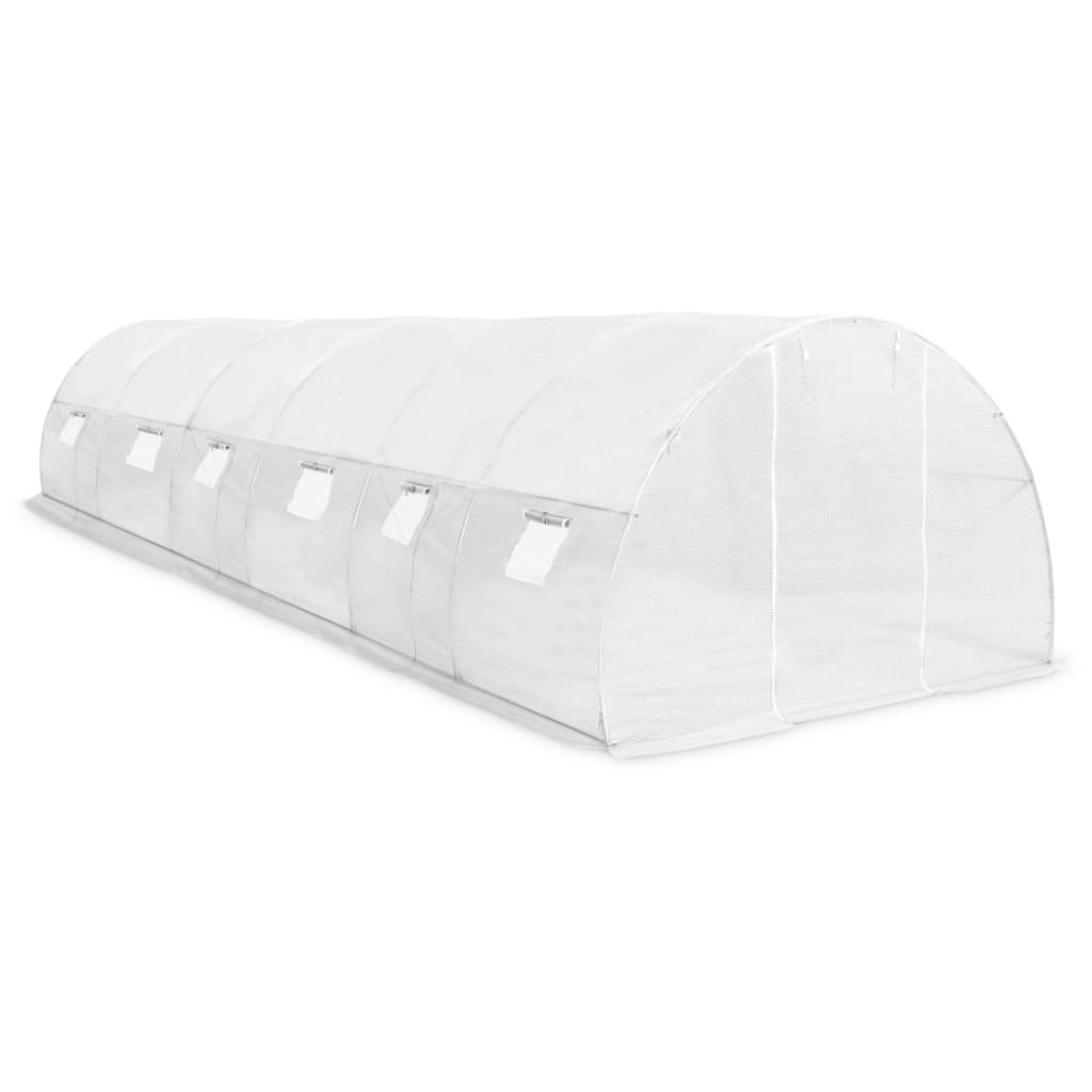 vidaXL Greenhouse | White | Polyethylene mesh fabric and galvanised steel