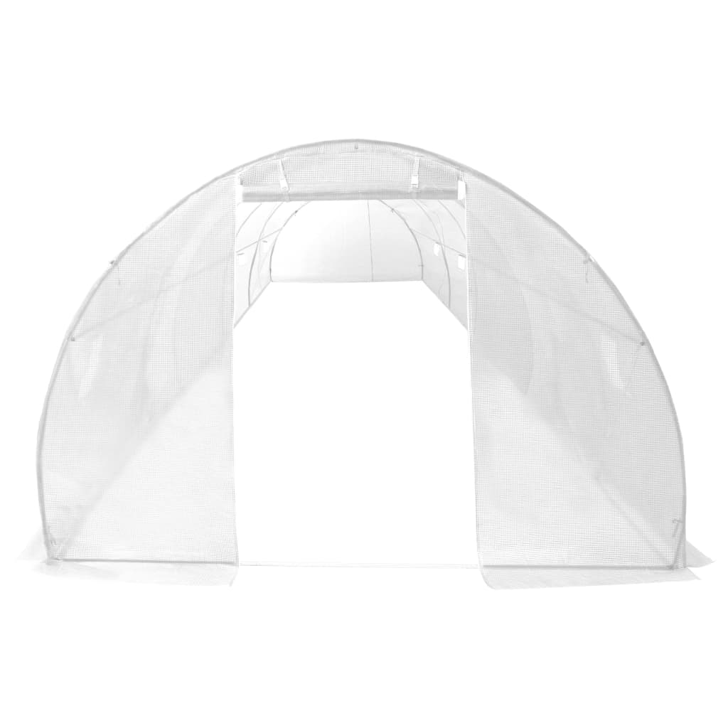 vidaXL Greenhouse | White | Polyethylene mesh fabric and galvanised steel