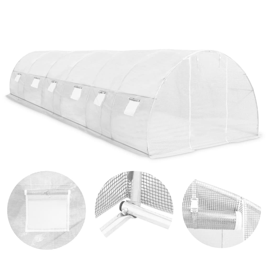 vidaXL Greenhouse | White | Polyethylene mesh fabric and galvanised steel