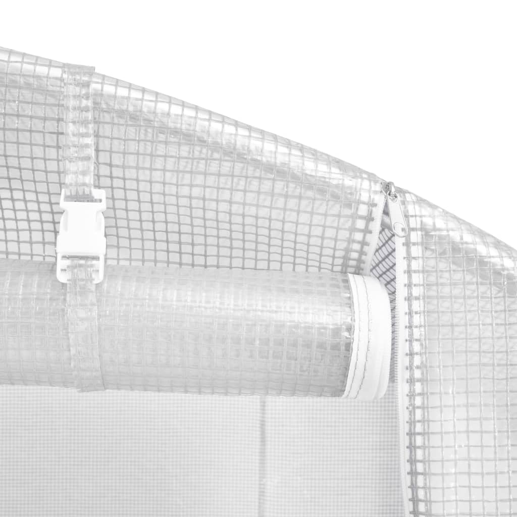 vidaXL Greenhouse | White | Polyethylene mesh fabric and galvanised steel