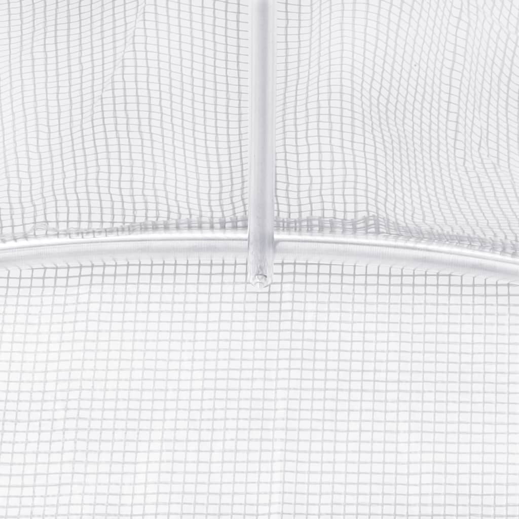 vidaXL Greenhouse | White | Polyethylene mesh fabric and galvanised steel