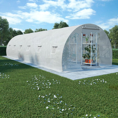 vidaXL Greenhouse | White | Polyethylene mesh fabric and galvanised steel