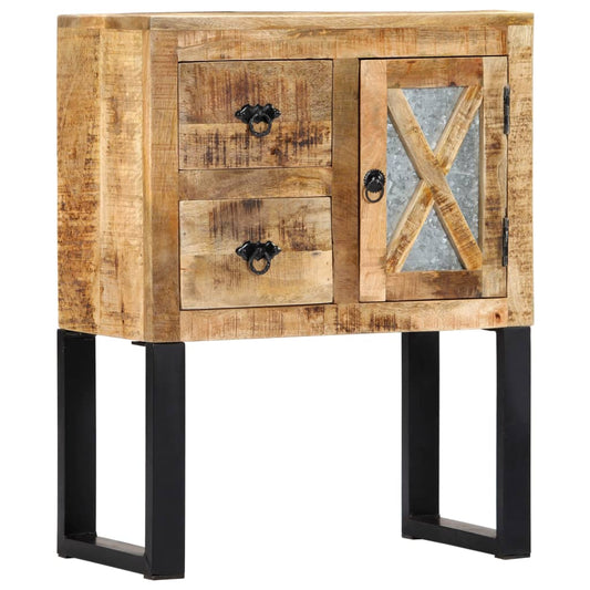 vidaXL Sideboard | Natural | Solid Mango Wood and Galvanised Steel | Medium