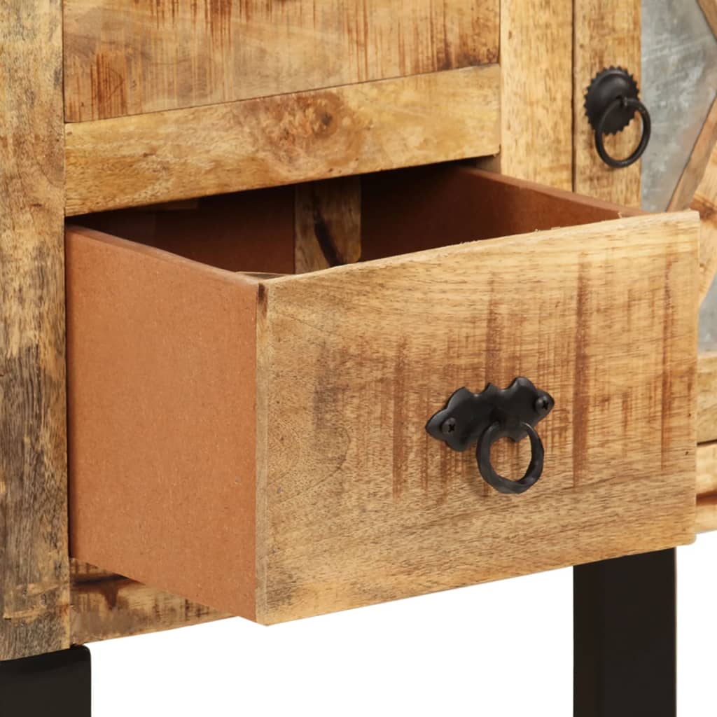 vidaXL Sideboard | Natural | Solid Mango Wood and Galvanised Steel | Medium