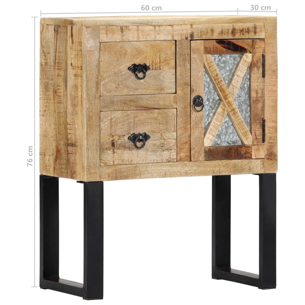 vidaXL Sideboard | Natural | Solid Mango Wood and Galvanised Steel | Medium
