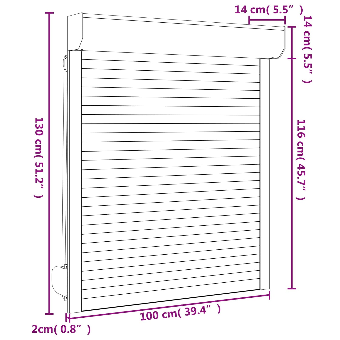 vidaXL Roller Shutter White 100 x 130 cm Aluminium and Polyurethane