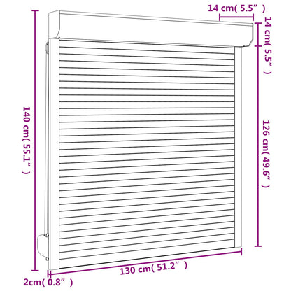 vidaXL Roller Shutter White 130 x 140 cm Aluminium and Polyurethane