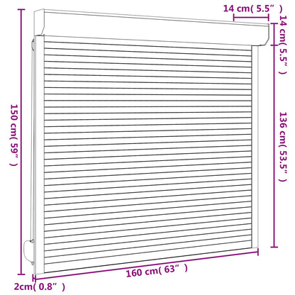 vidaXL Roller Shutter White 160 x 150 cm Aluminium and Polyurethane