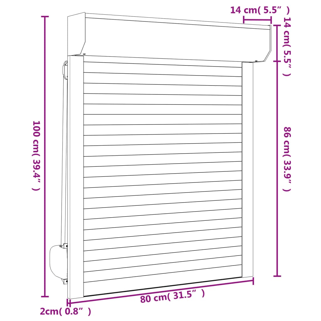 vidaXL Roller Shutter Aluminium 80x100 cm Anthracite