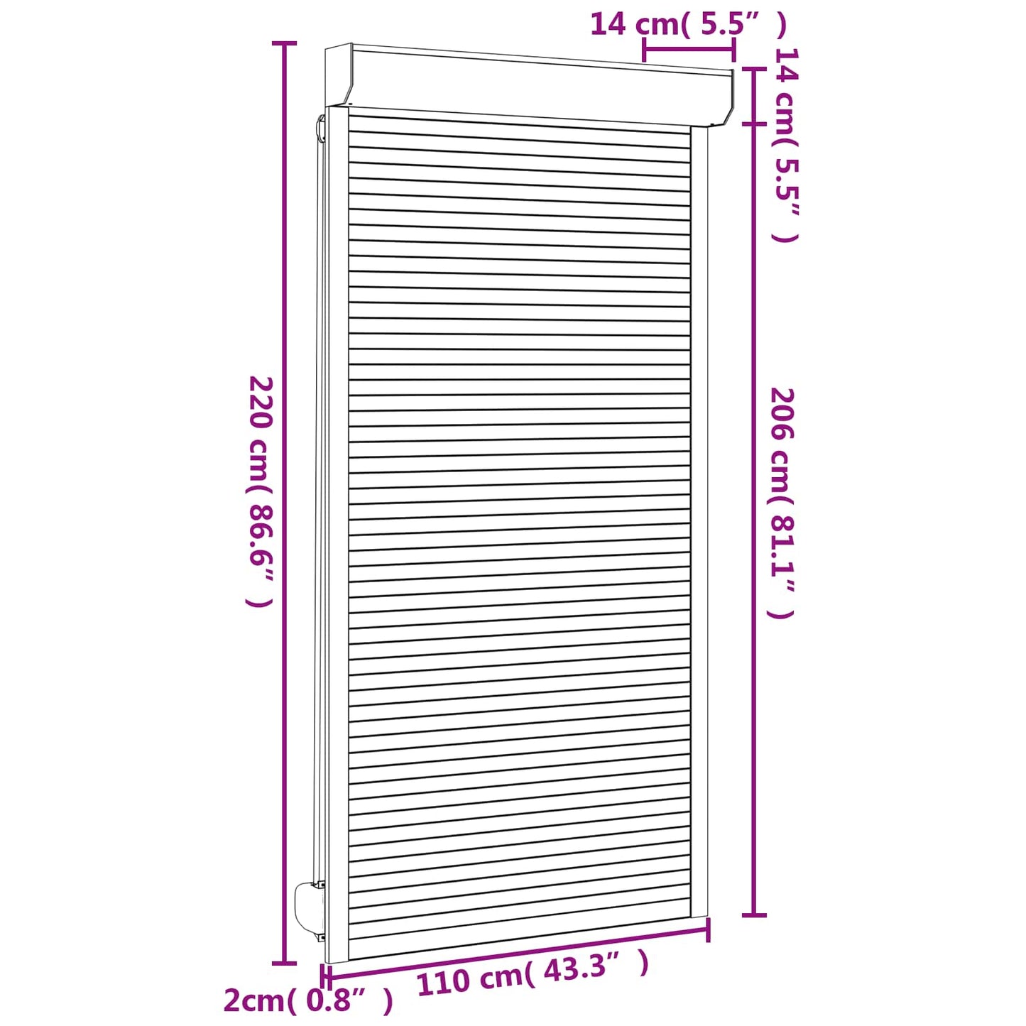 vidaXL Roller Shutter Manual Anthracite 110 x 220 cm