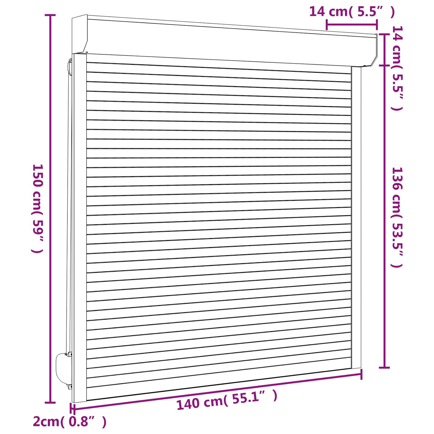 vidaXL Roller Shutter Manual Anthracite 140 x 150 cm