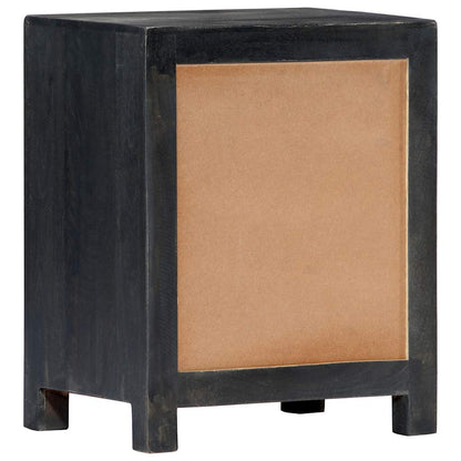 282722 vidaXL Hand Carved Bedside Cabinet Grey 40x30x50 cm Solid Mango Wood