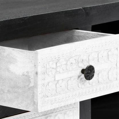 282723 vidaXL Hand Carved TV Cabinet Grey&White 120x30x40 cm Solid Wood Mango