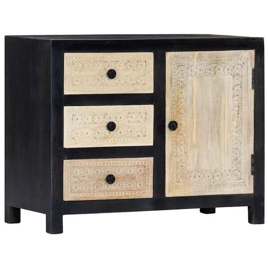 282724 vidaXL Hand Carved Side Cabinet Grey 75x35x60 cm Solid Mango Wood