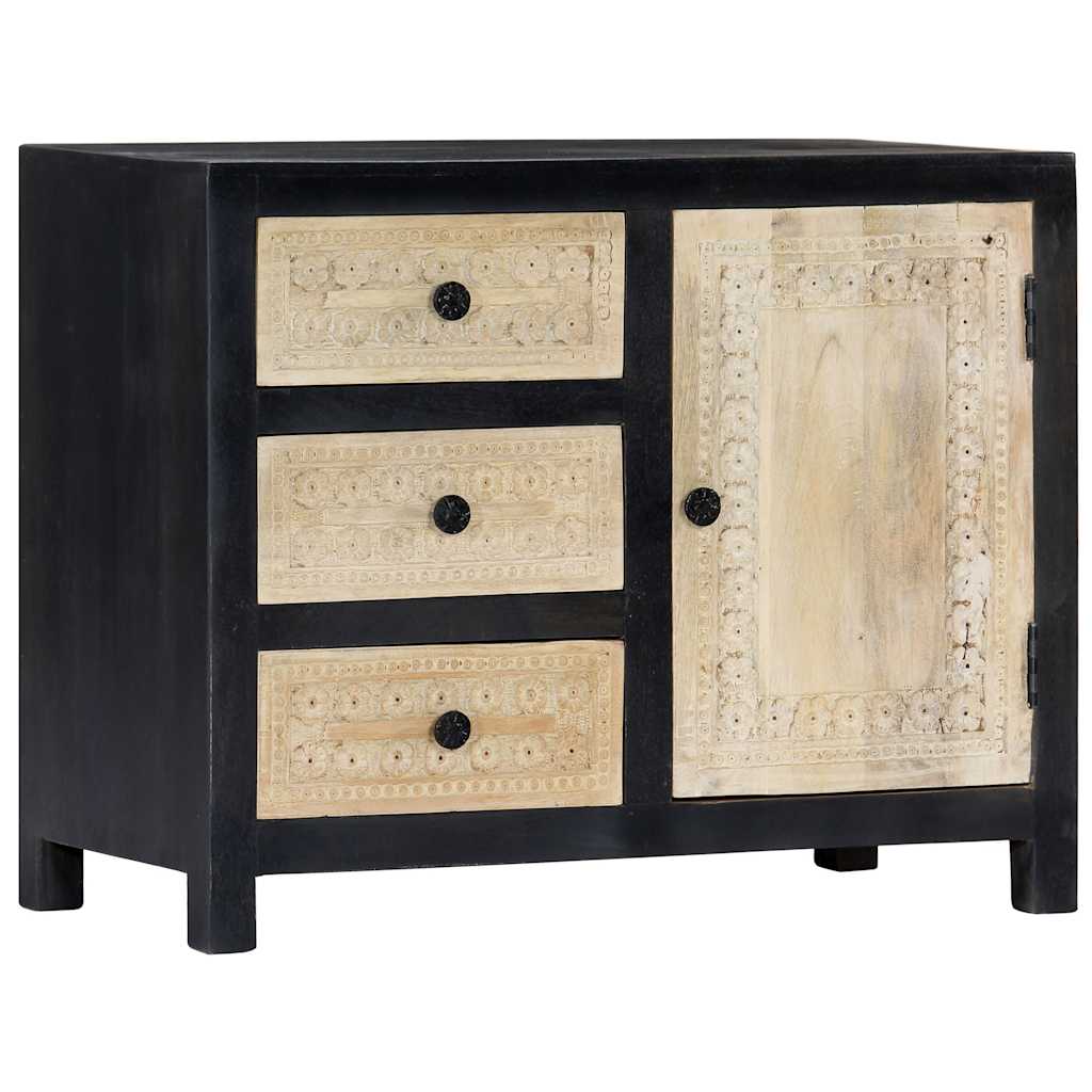 282724 vidaXL Hand Carved Side Cabinet Grey 75x35x60 cm Solid Mango Wood