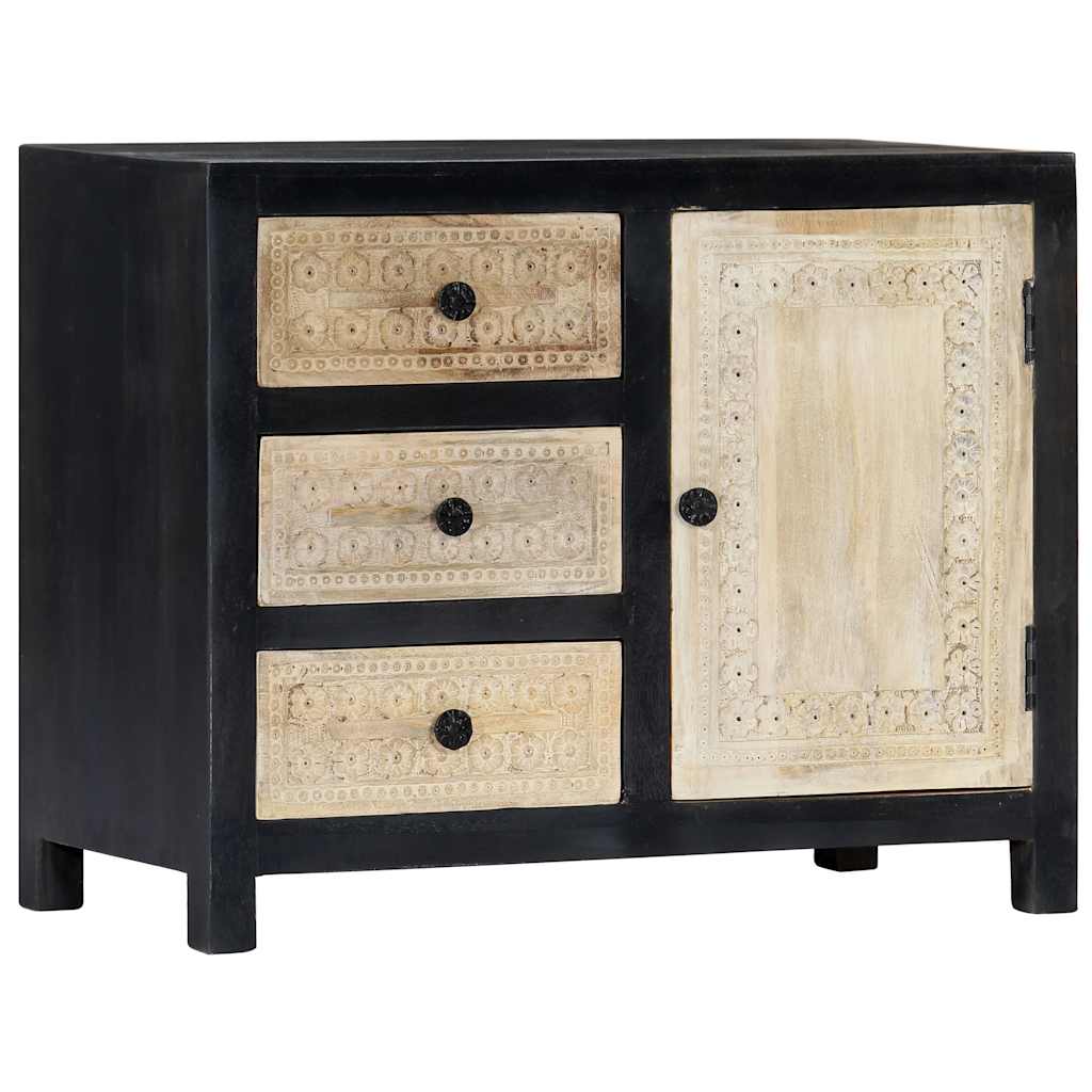 282724 vidaXL Hand Carved Side Cabinet Grey 75x35x60 cm Solid Mango Wood