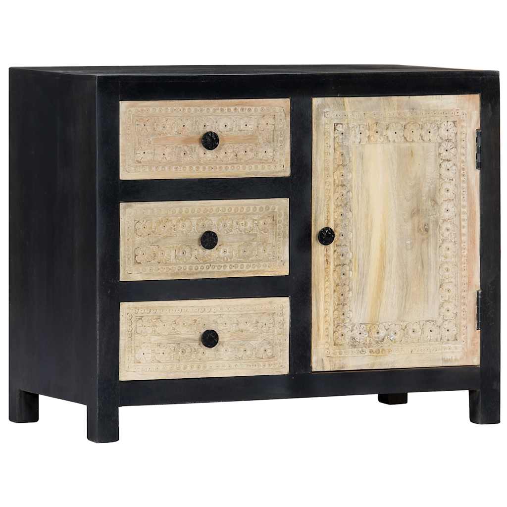 282724 vidaXL Hand Carved Side Cabinet Grey 75x35x60 cm Solid Mango Wood