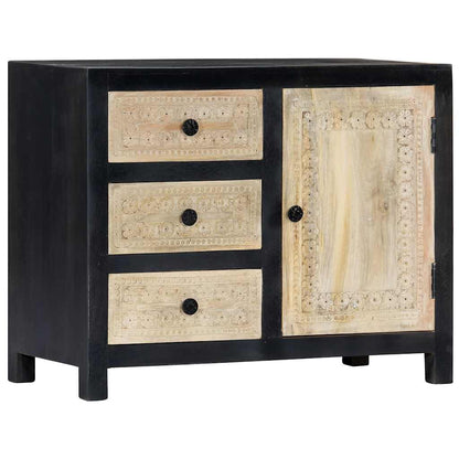 282724 vidaXL Hand Carved Side Cabinet Grey 75x35x60 cm Solid Mango Wood