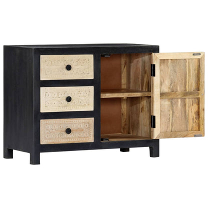vidaXL Hand Carved Side Cabinet Grey 75x35x60 cm Solid Mango Wood