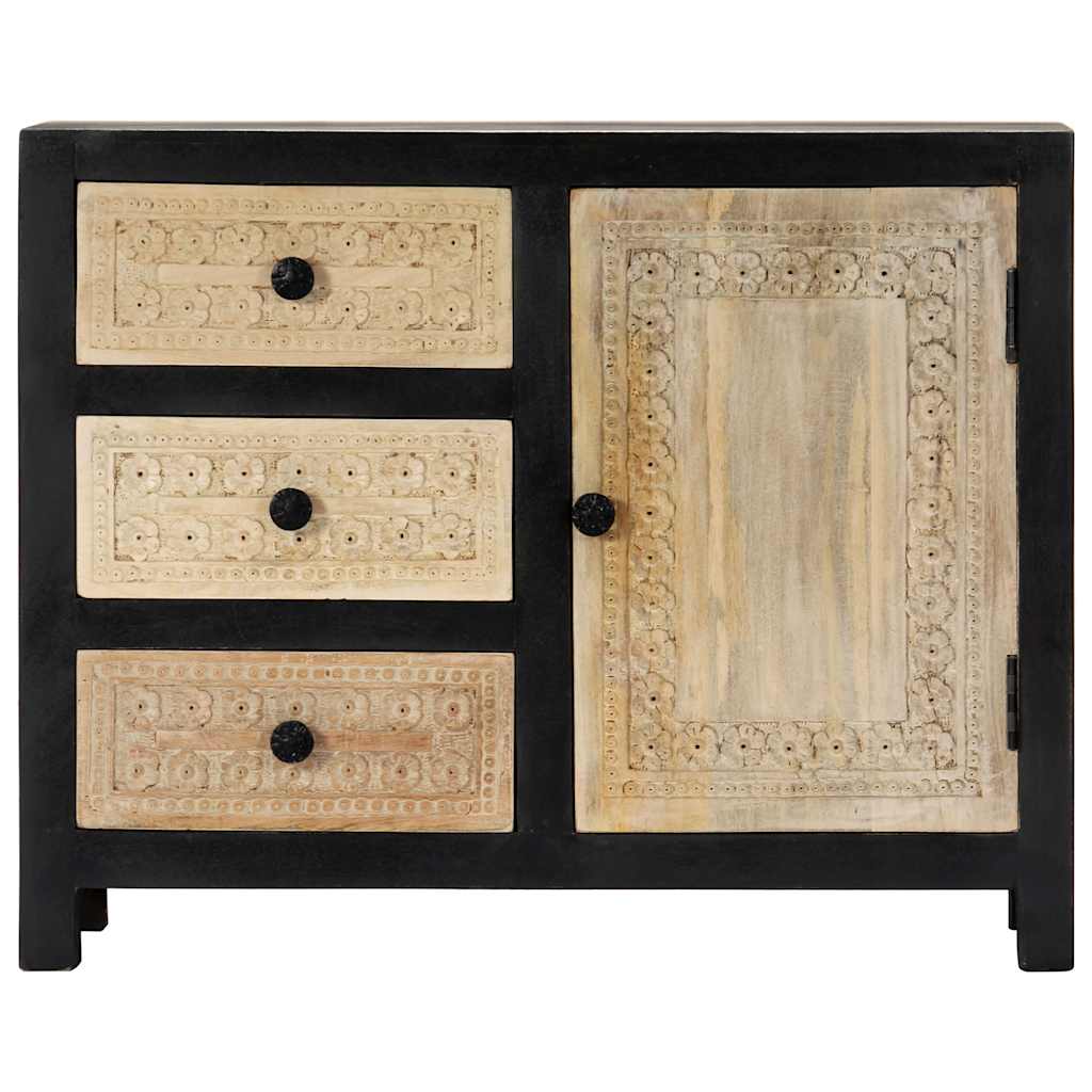 282724 vidaXL Hand Carved Side Cabinet Grey 75x35x60 cm Solid Mango Wood