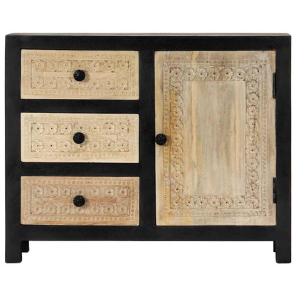 282724 vidaXL Hand Carved Side Cabinet Grey 75x35x60 cm Solid Mango Wood