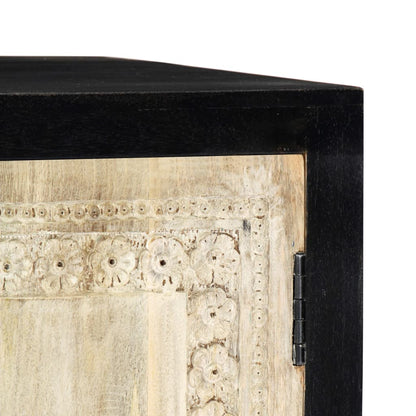 vidaXL Hand Carved Side Cabinet Grey 75x35x60 cm Solid Mango Wood