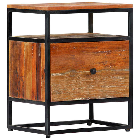 282725 vidaXL Bedside Cabinet 40x30x50 cm Solid Reclaimed Wood and Steel