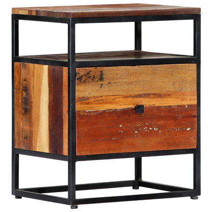 282725 vidaXL Bedside Cabinet 40x30x50 cm Solid Reclaimed Wood and Steel