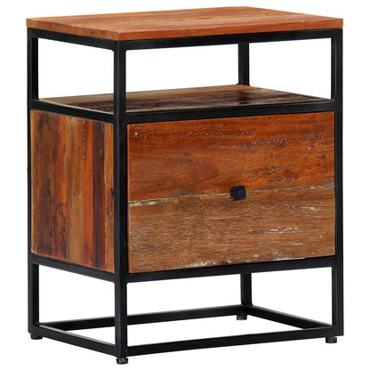 282725 vidaXL Bedside Cabinet 40x30x50 cm Solid Reclaimed Wood and Steel