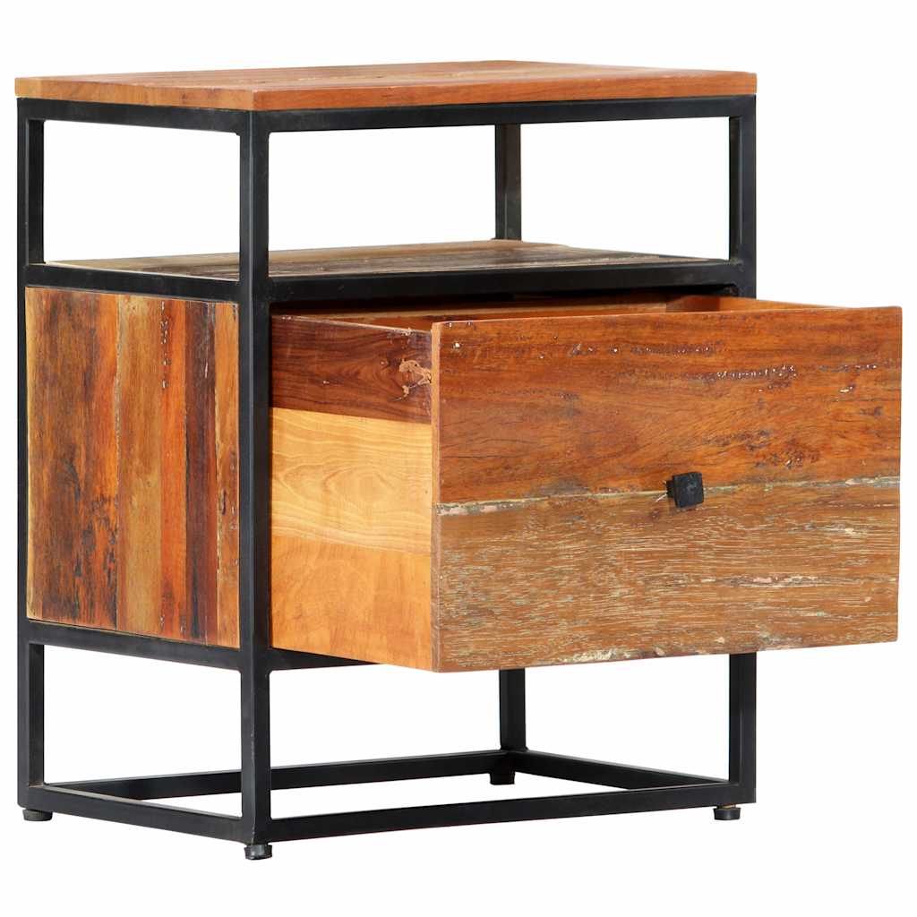 282725 vidaXL Bedside Cabinet 40x30x50 cm Solid Reclaimed Wood and Steel