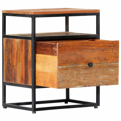 282725 vidaXL Bedside Cabinet 40x30x50 cm Solid Reclaimed Wood and Steel