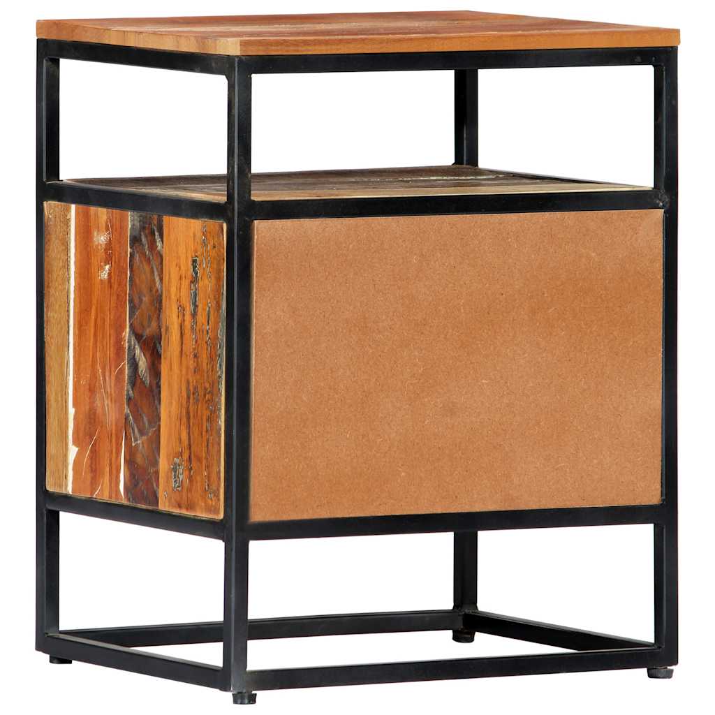 282725 vidaXL Bedside Cabinet 40x30x50 cm Solid Reclaimed Wood and Steel