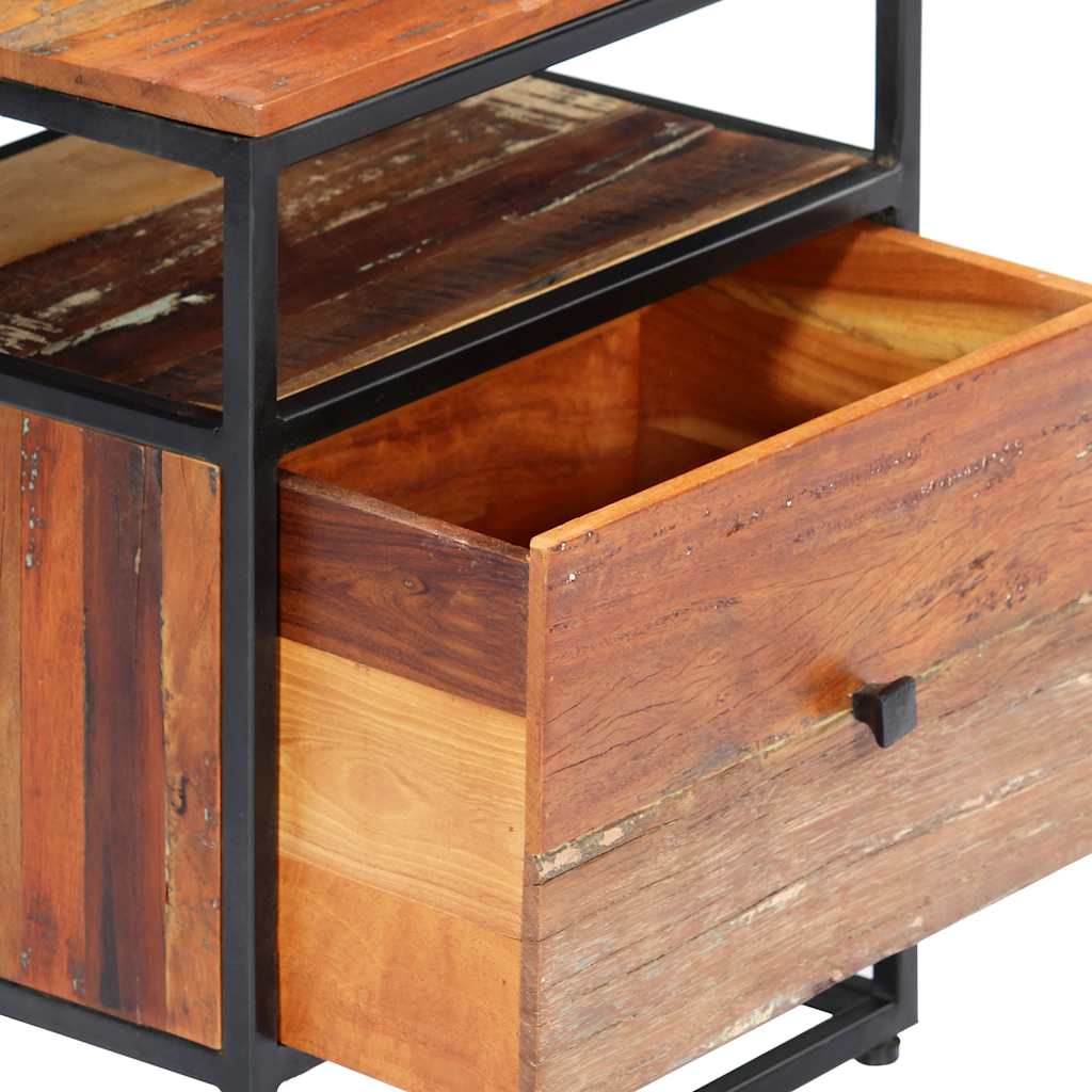 282725 vidaXL Bedside Cabinet 40x30x50 cm Solid Reclaimed Wood and Steel