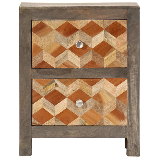 vidaXL Bedside Cabinet Grey 40x30x50 cm Solid Mango Wood