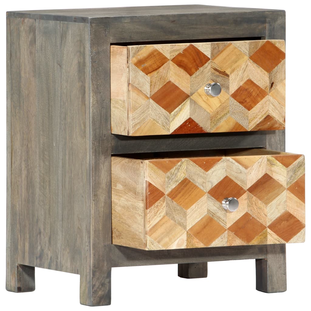 vidaXL Bedside Cabinet Grey 40x30x50 cm Solid Mango Wood